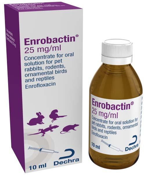 Enrobactin 25mg/ml concentrate for oral solution for pet rabbits, rodents, reptiles and ornamental birds