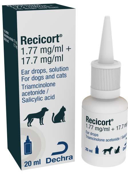 Recicort 1.77 mg/ml + 17.7 mg/ml Ear Drops, Solution For Dogs And Cats