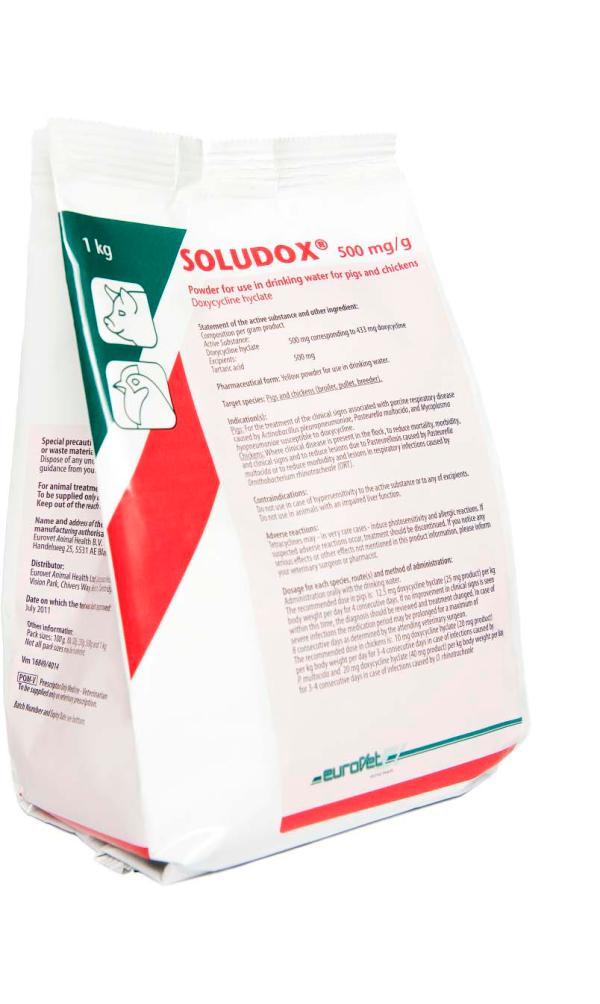 Soludox 500 mg/g Powder For Use In Drinking Water For Pigs And Chickens
