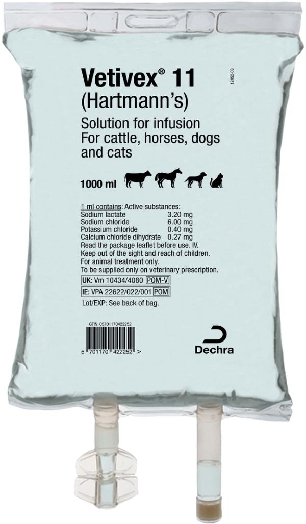 Vetivex 11 (Hartmann’s) Solution For Infusion For Cattle, Horses, Dogs And Cats