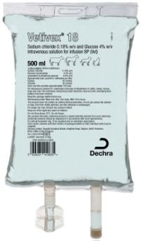 Vetivex 18 (Sodium chloride 0.18 % w/v and Glucose 4 % w/v intravenous solution for infusion BP (Vet))